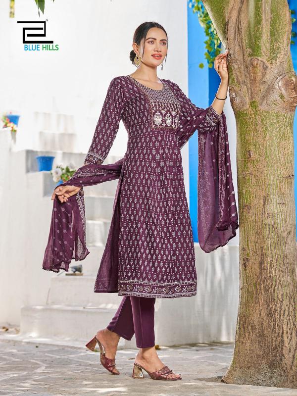 Blue Hills Festival Night Rayon Kurti With Dupatta Collection